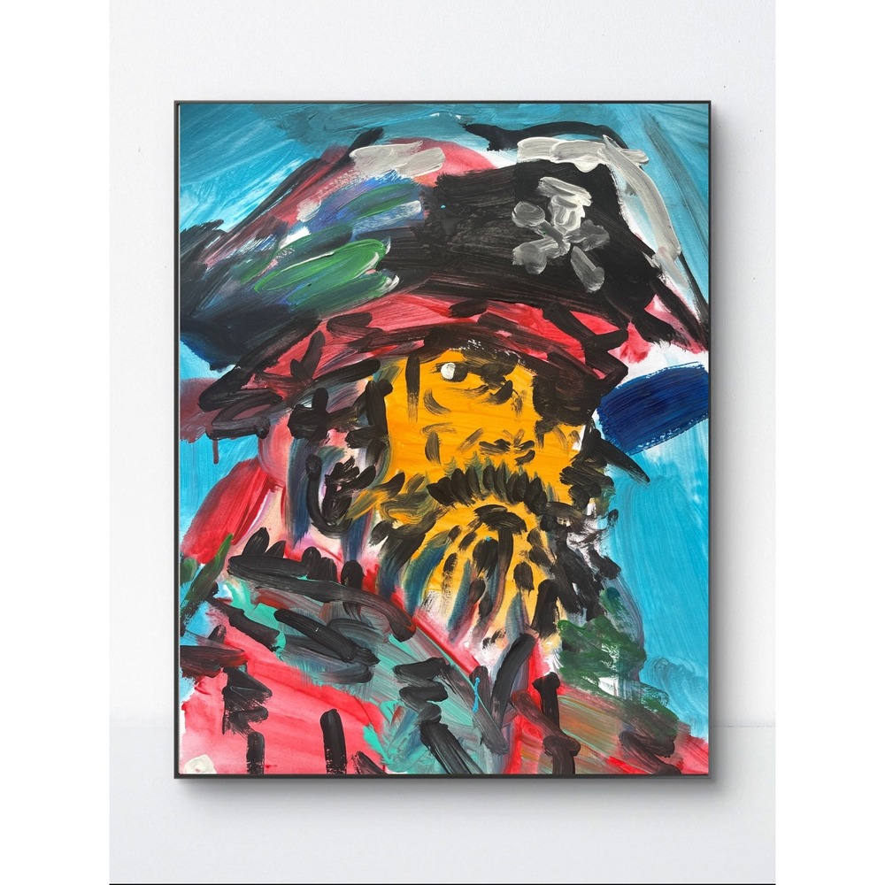 OMAN Original Pirate Portrait Painting 11x14 Neo-Expressionist Seafaring Art